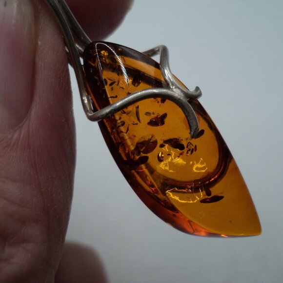 New artisan crafted Amber sterling silver pendant 1.64" POS134 - Picture 1 of 6